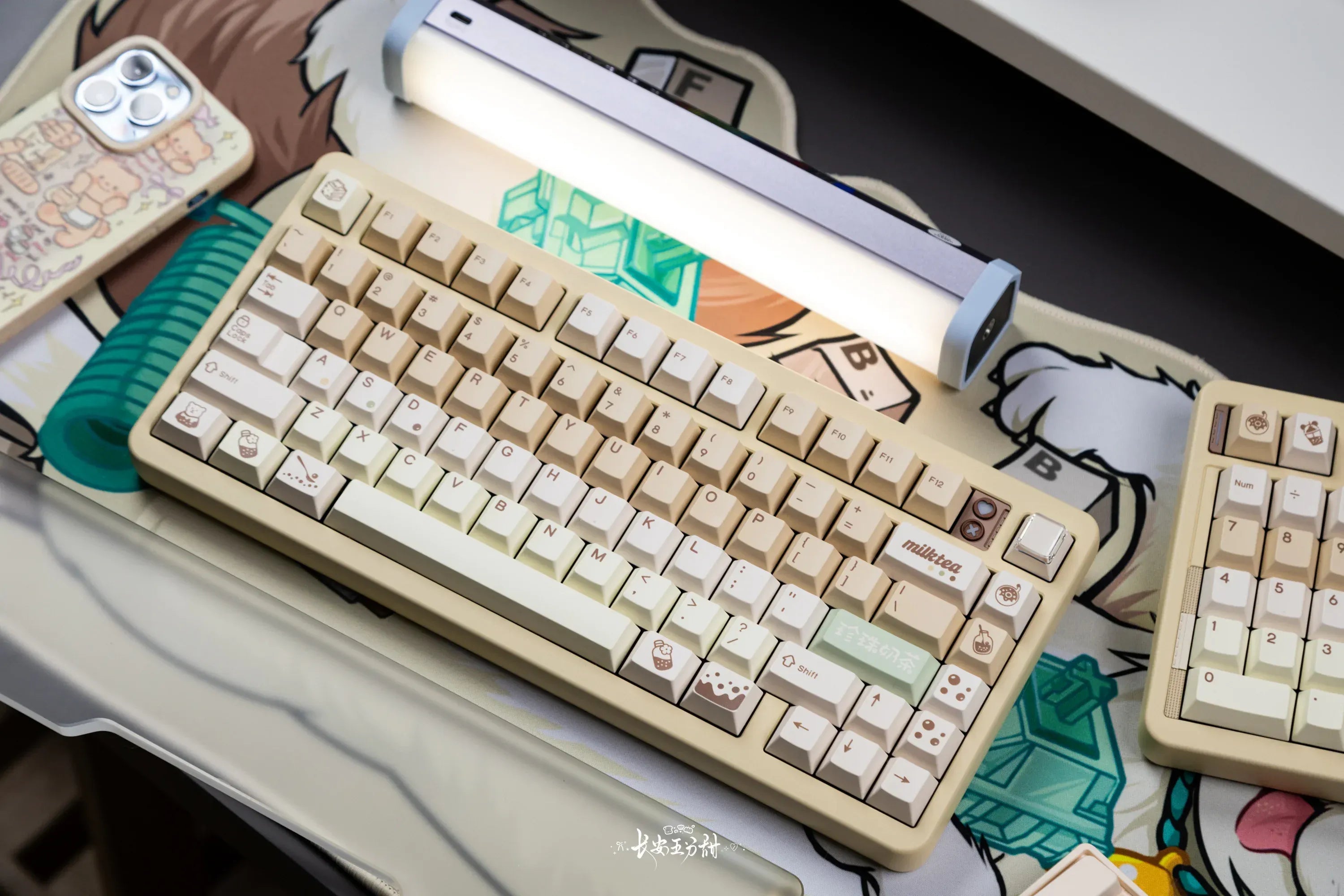 Qwertykeys Cherry profile Pearl Milk Tea Dye-sub PBT keycaps