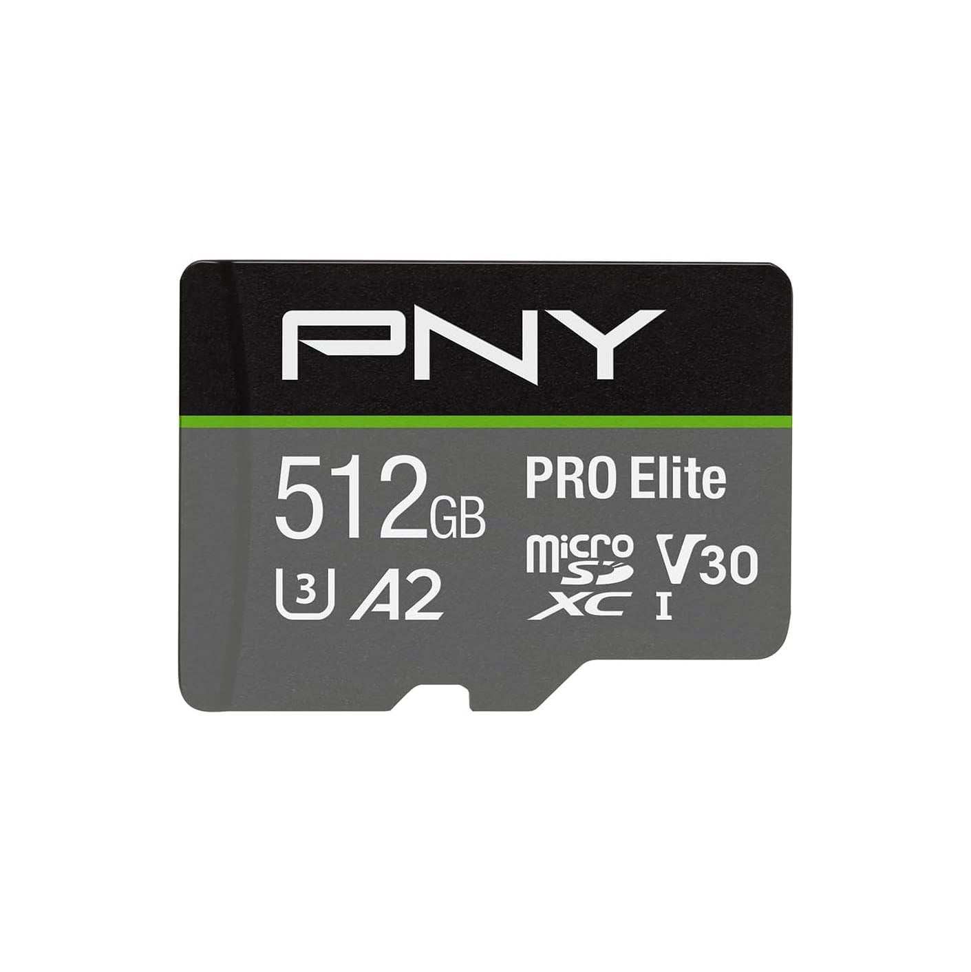 PNY 512GB PRO Elite U3 V30 A2 MicroSDXC Memory Card Up to 100MB/s Read w/Adapter
