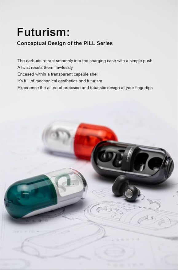 MOONDROP Pill OWS Open-Ear Wireless Earbuds Ear Clip Design with AI ENC & IPX4 Water Resistance (Black)