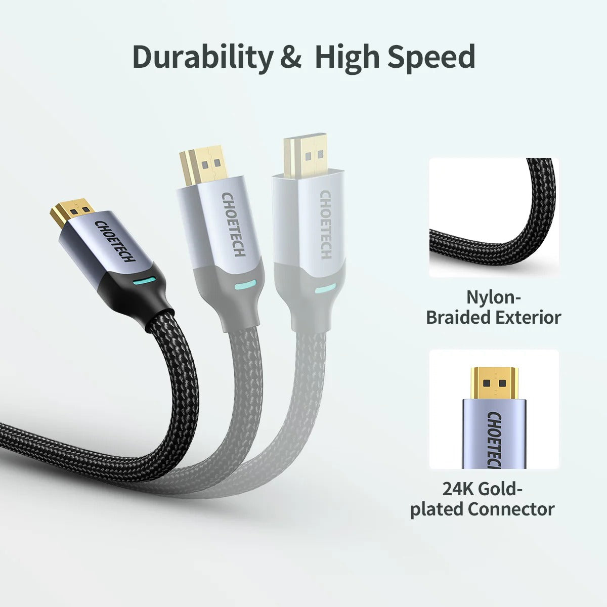 Choetech VisionLink 8K HDMI 2.1 High Speed Dynamic HD Nylon Braided Cable - 48Gbps 8K@60Hz, 2m