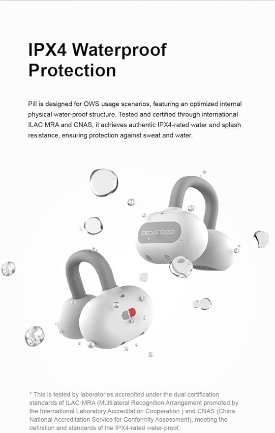 MOONDROP Pill OWS Open-Ear Wireless Earbuds Ear Clip Design with AI ENC & IPX4 Water Resistance (Black)