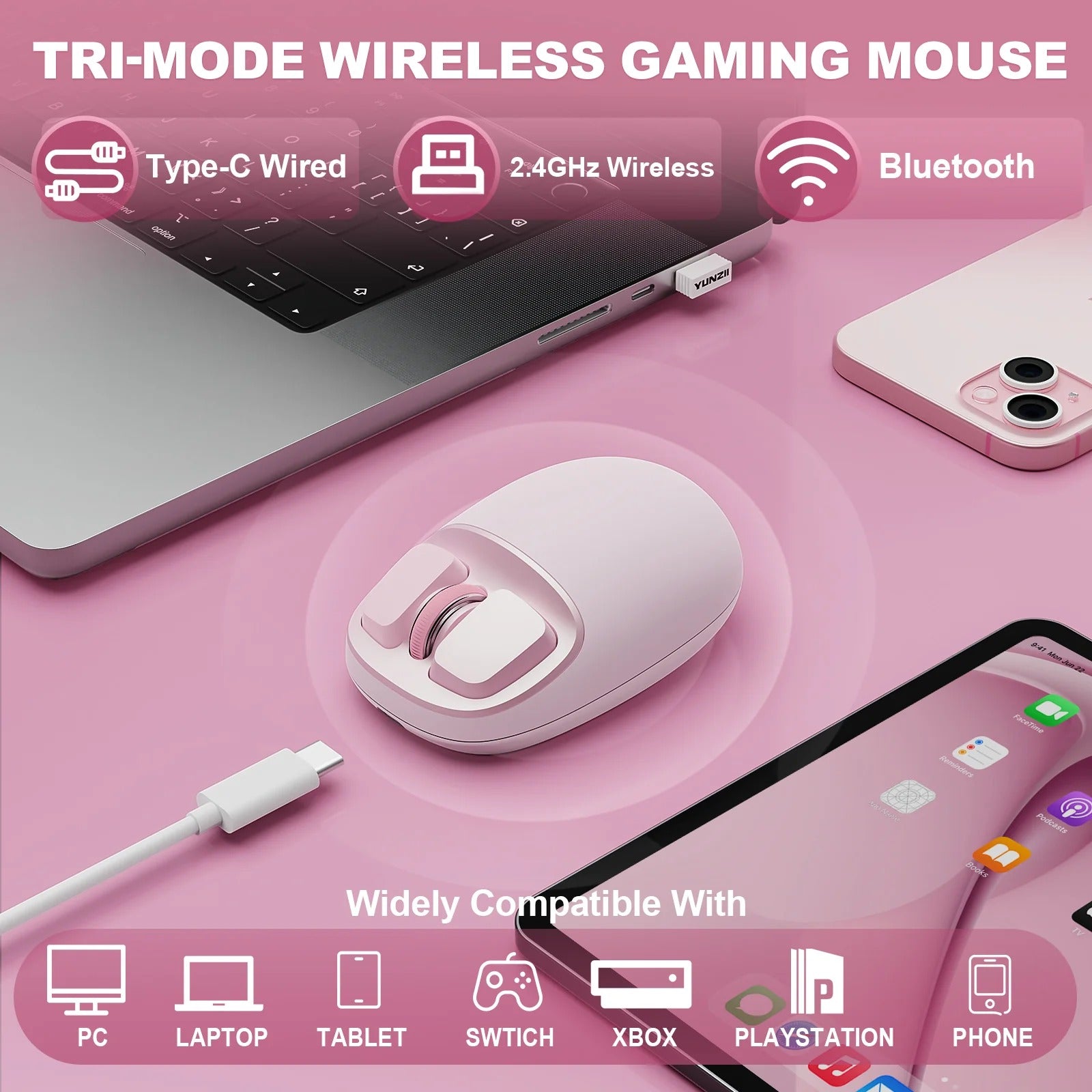 YUNZII C1 Silicone Tri-Mode Wireless Custom Mouse