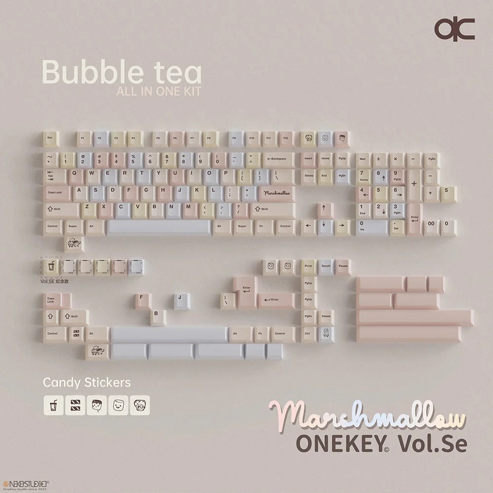 Qwertykeys Cherry profile Bubble Tea Marshmallow Dye-sub PBT keycaps