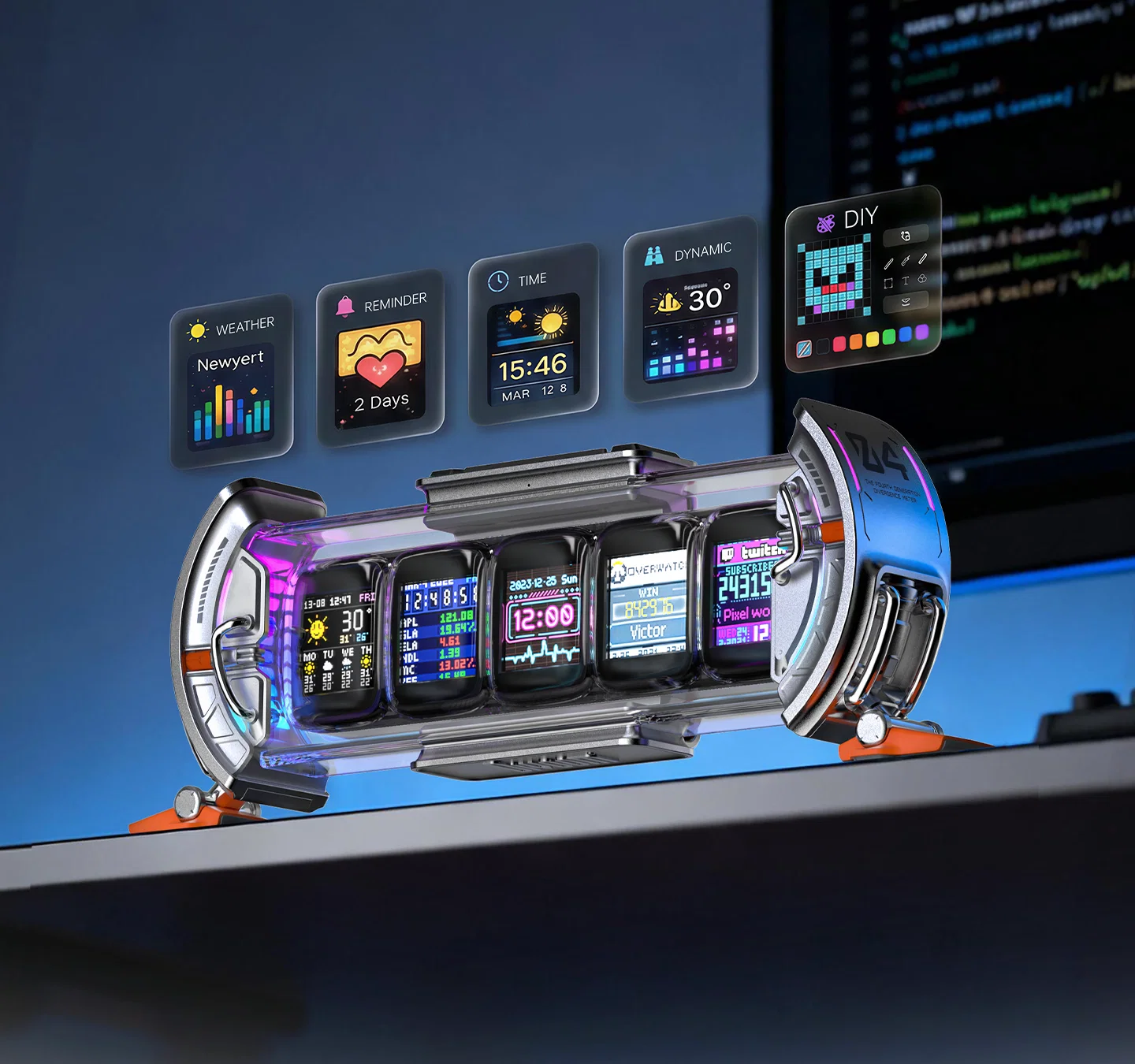 Divoom TimesGate II Pixel Art Info Display with 5 Smart LCD Screens