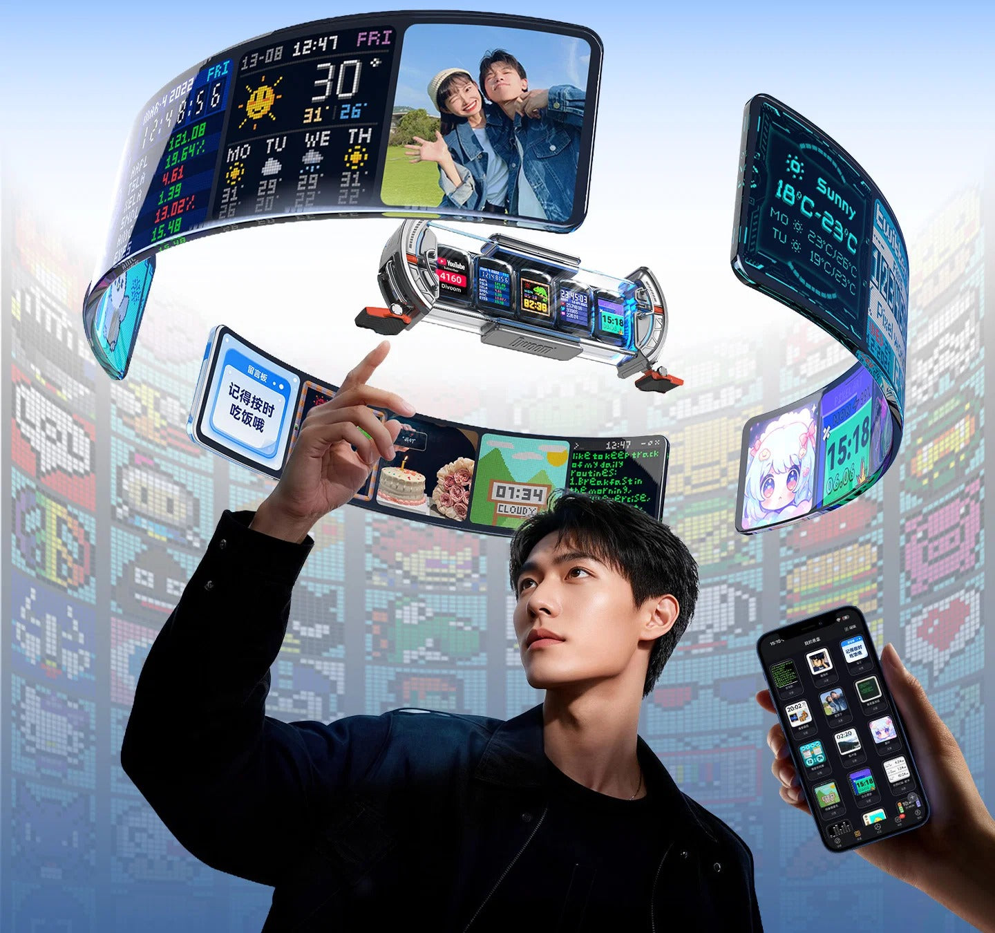 Divoom TimesGate II Pixel Art Info Display with 5 Smart LCD Screens
