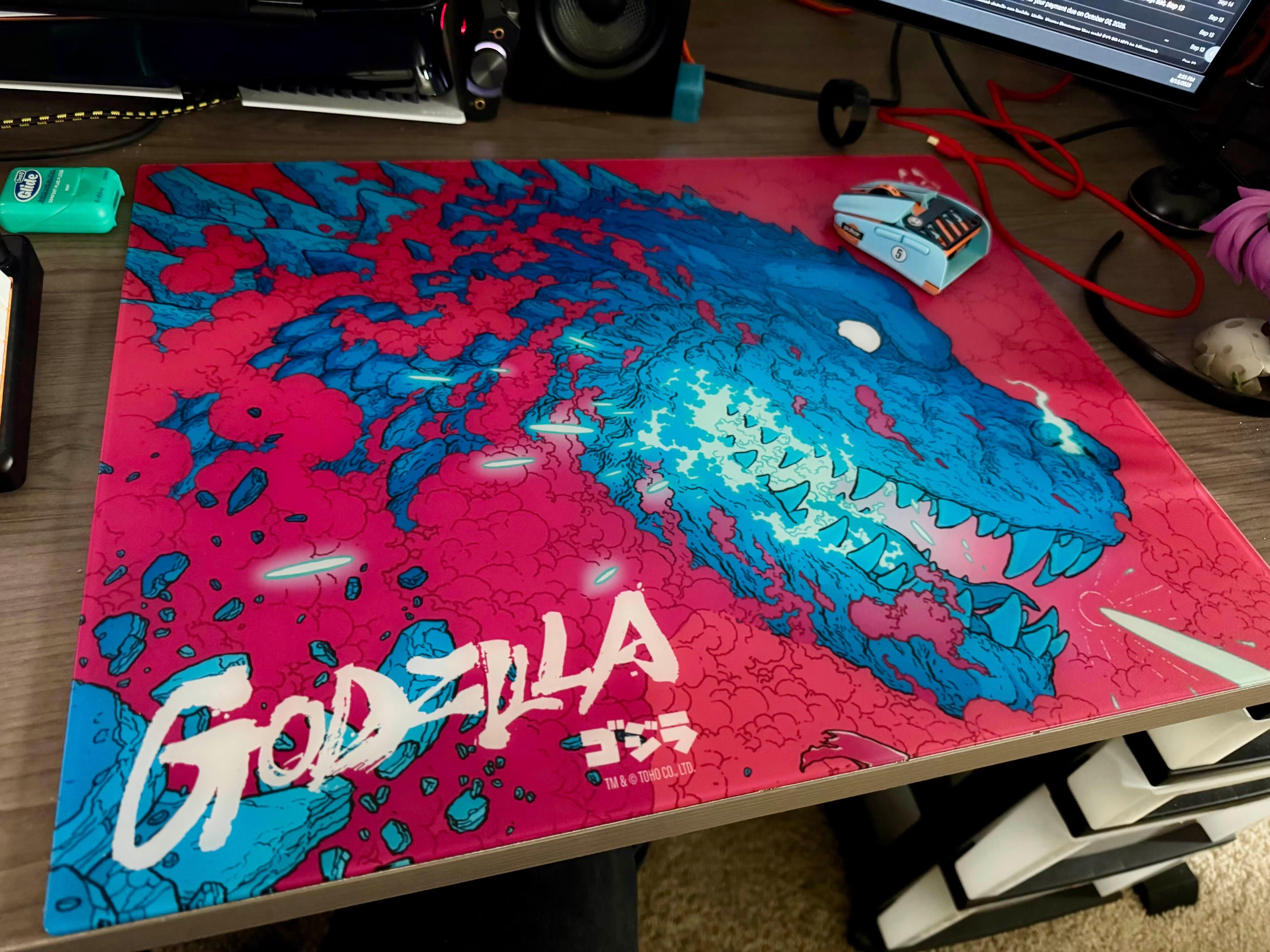 TENKO ARBITER STUDIO GODZILLA Lunar 500x400mm Glass Mousepad - Heat Ray