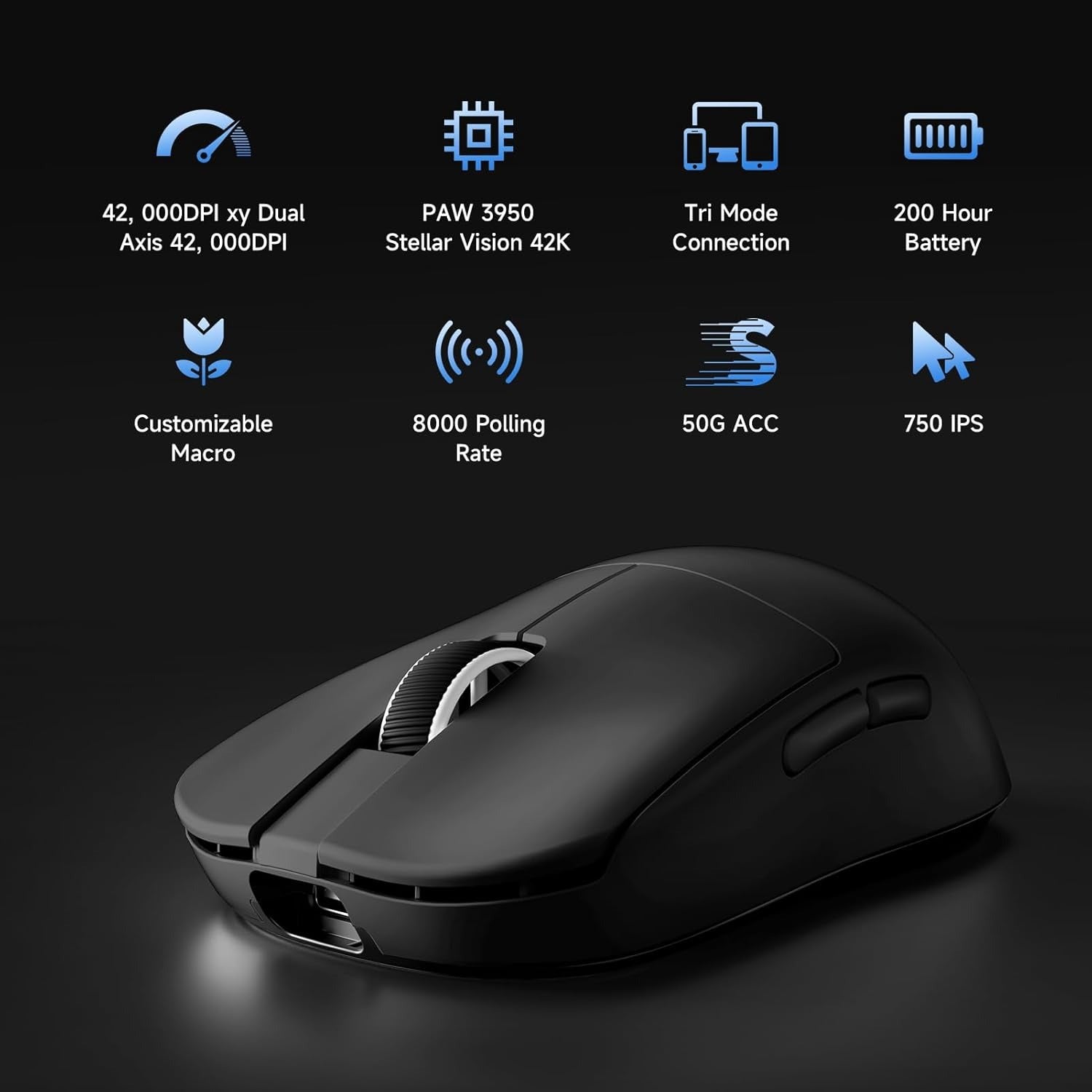 MCHOSE L7 Ultra 8K Lightweight Wireless Gaming Mouse - Kailh Optical Switch