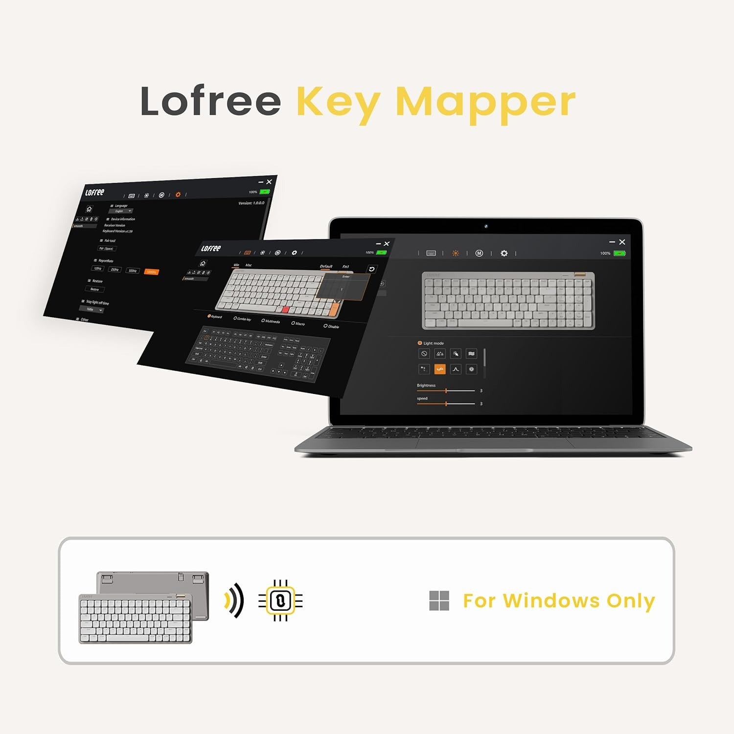 Lofree FLOW Lite100 Low-Profile Hot-Swap Wireless Mechanical Keyboard Specter Switches