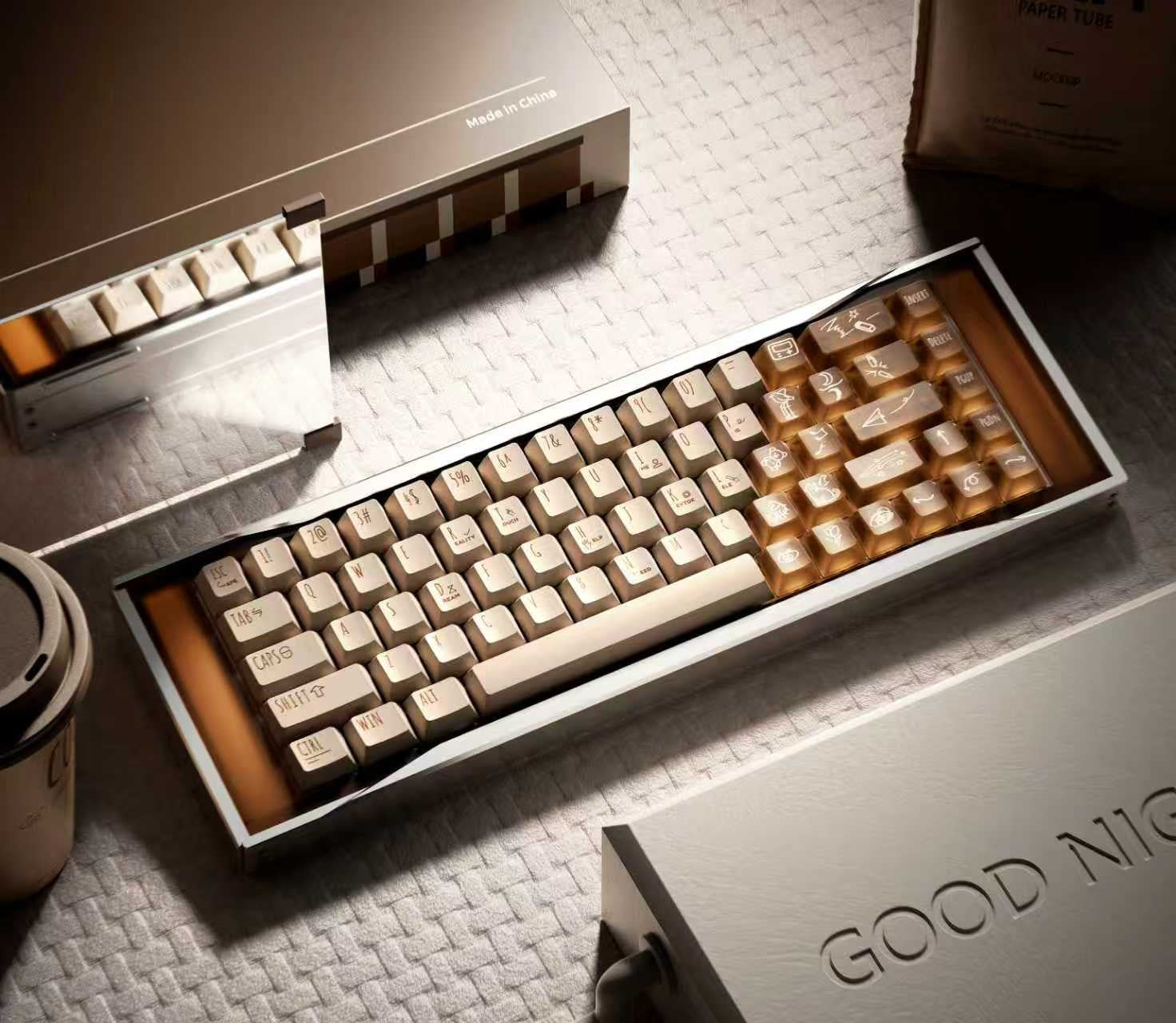Keytok GOOD NIGHT COCOA Cherry Profile Dye-Sub PBT+PC Keycaps 131 pcs