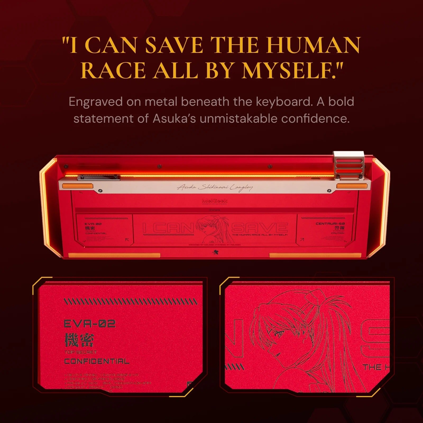 MelGeek Centauri 60 Evangelion Wired Custom HE Gaming Keyboard - EVA-02 Asuka Langley Limited Edition