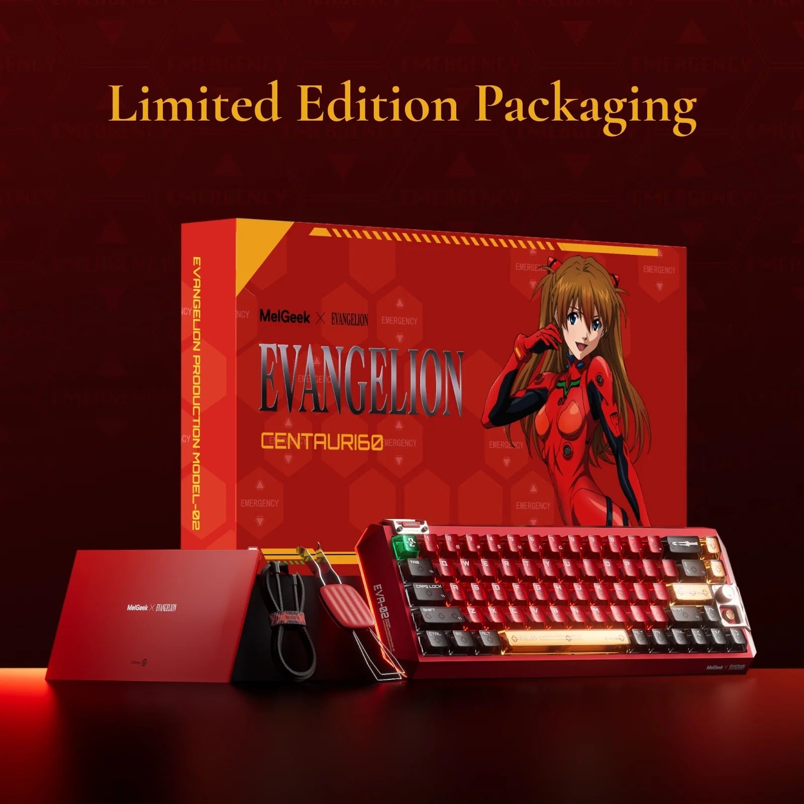 MelGeek Centauri 60 Evangelion Wired Custom HE Gaming Keyboard - EVA-02 Asuka Langley Limited Edition