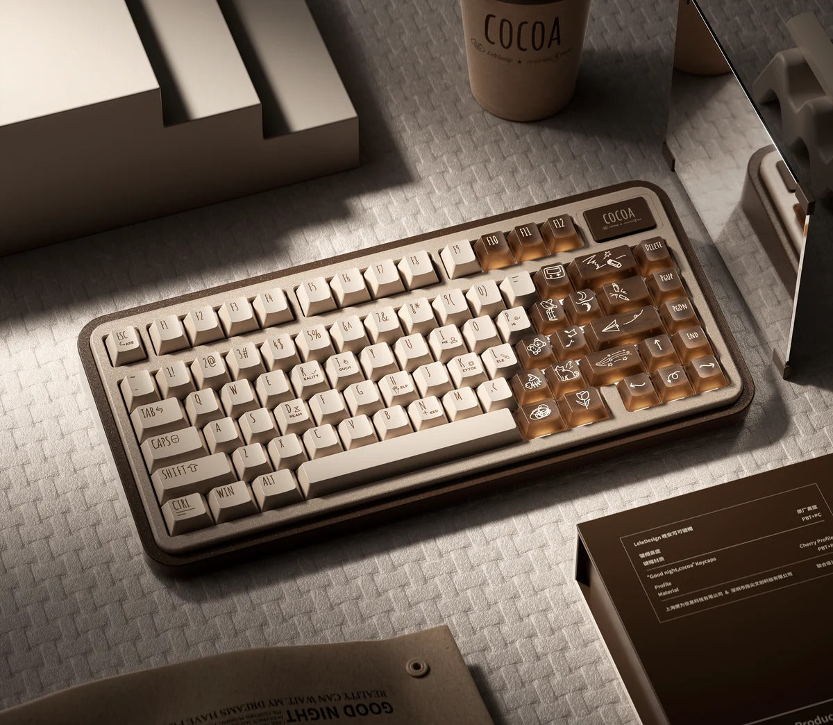 Keytok GOOD NIGHT COCOA Cherry Profile Dye-Sub PBT+PC Keycaps 131 pcs