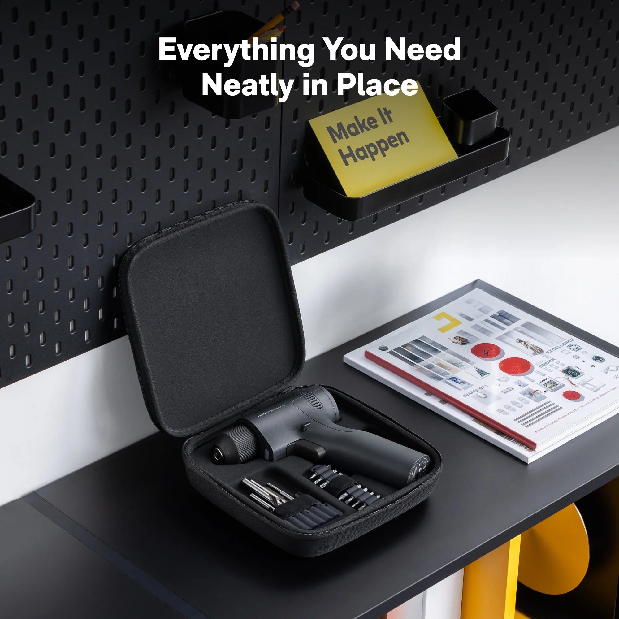 HOTO 16V Brushless Drill  LED Display Screen, 32 Precision Gears