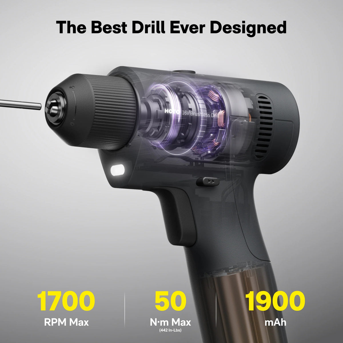 HOTO 25PCS Household Tool Kit with 16V Brushless Power Drill