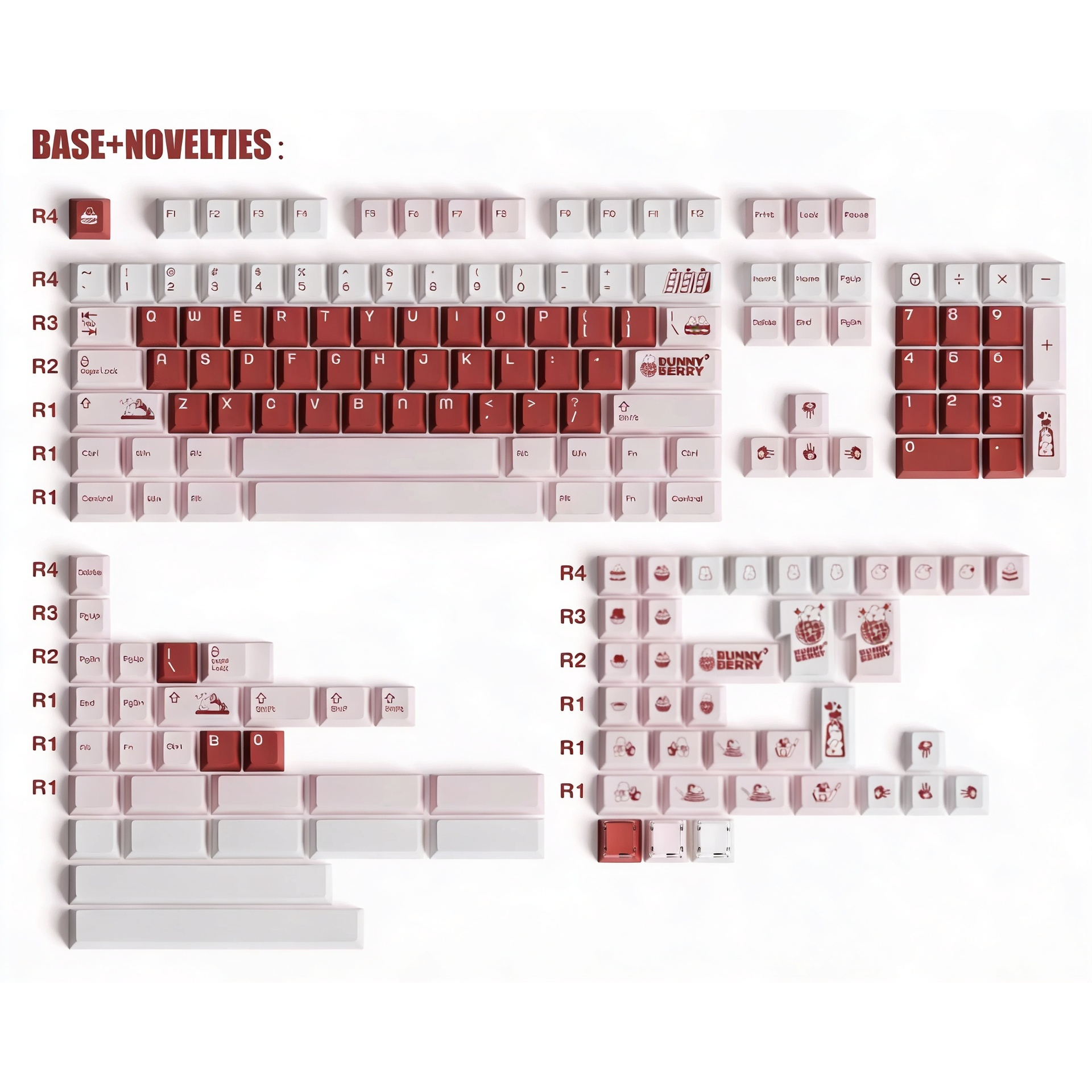 KeyByeLab Bunny Berry Cherry Profile PBT+PC Keycap Set with Transparent Keycap