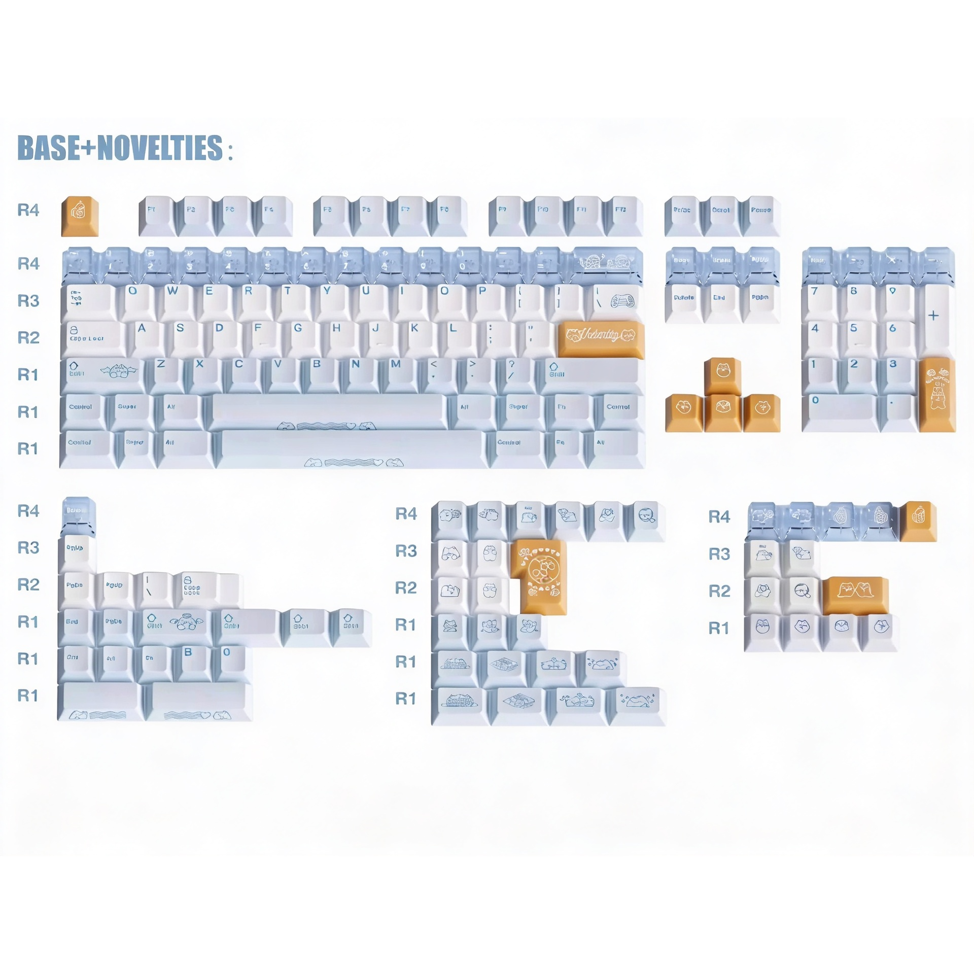 KeyByeLab Valentty Blue Cherry Profile PBT+PC Keycap Set with Transparent Keycap