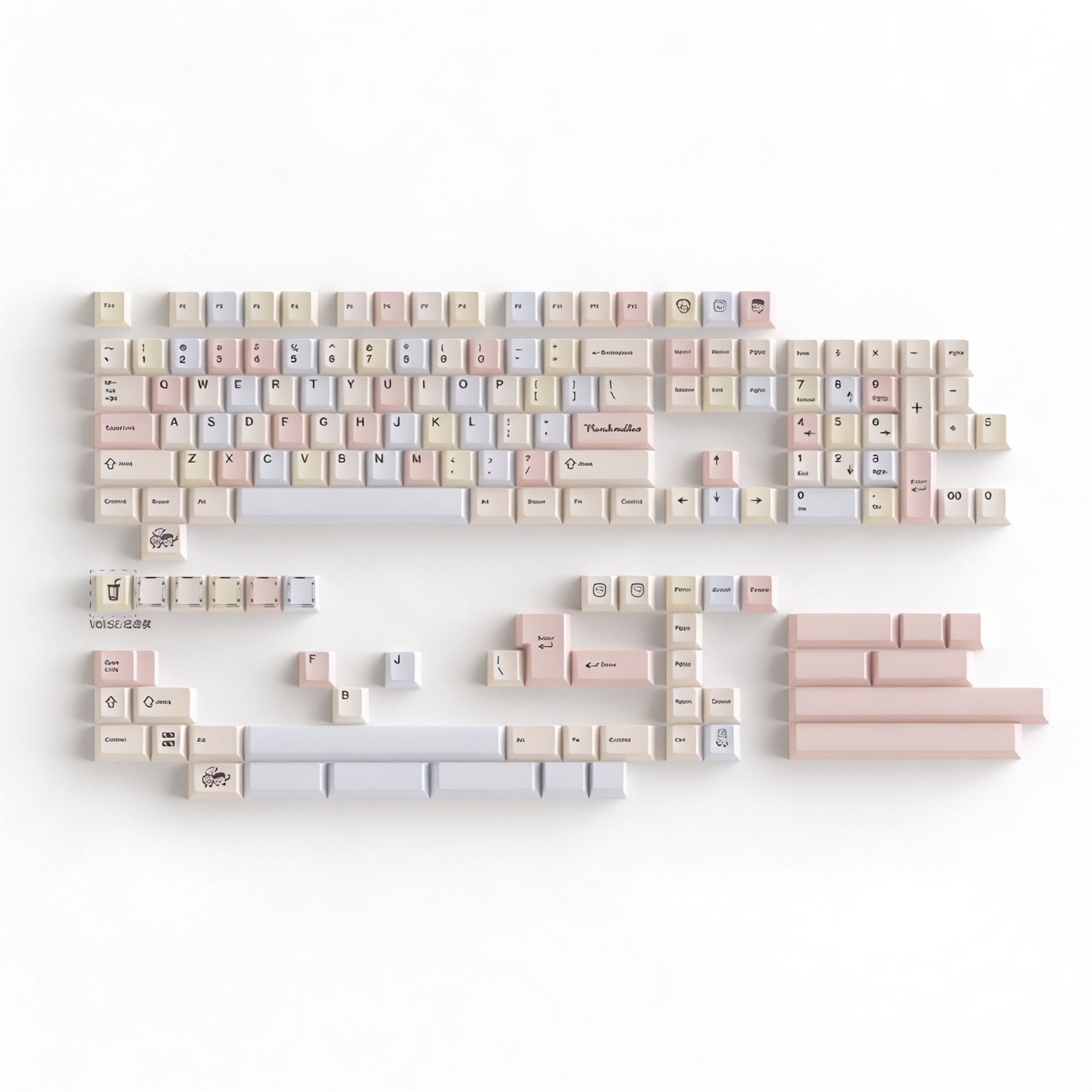 Qwertykeys Cherry profile Bubble Tea Marshmallow Dye-sub PBT keycaps