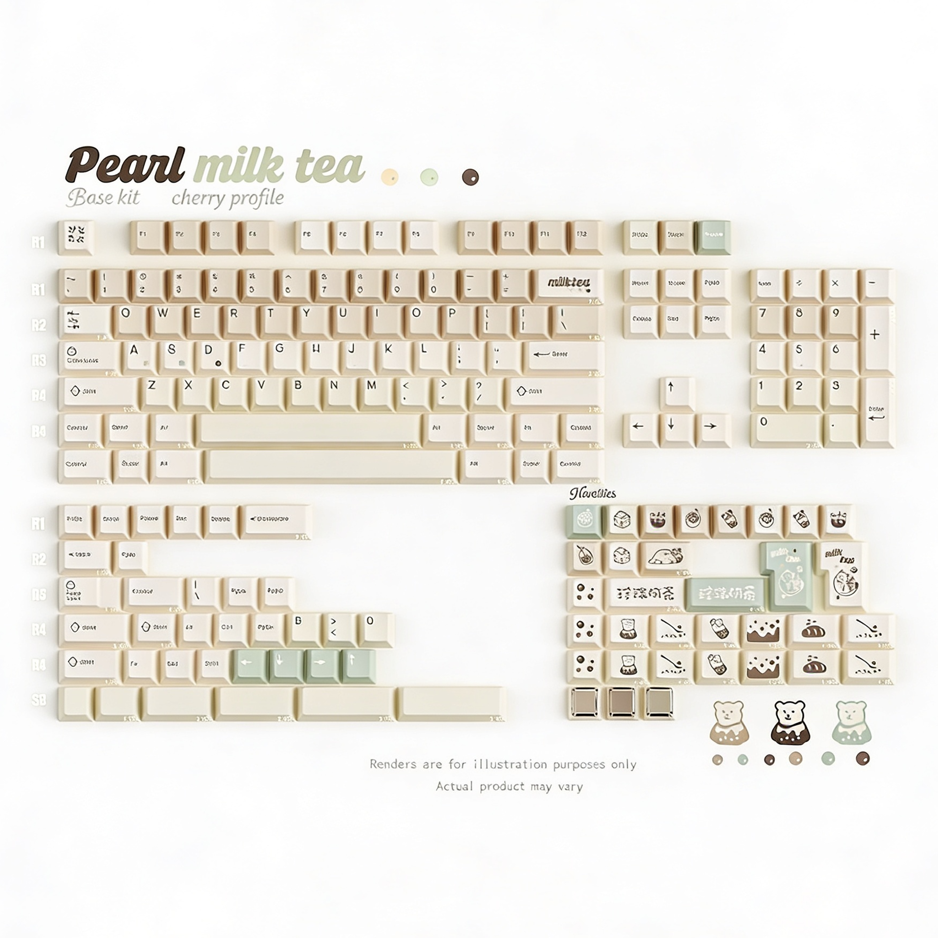 Qwertykeys Cherry profile Pearl Milk Tea Dye-sub PBT keycaps