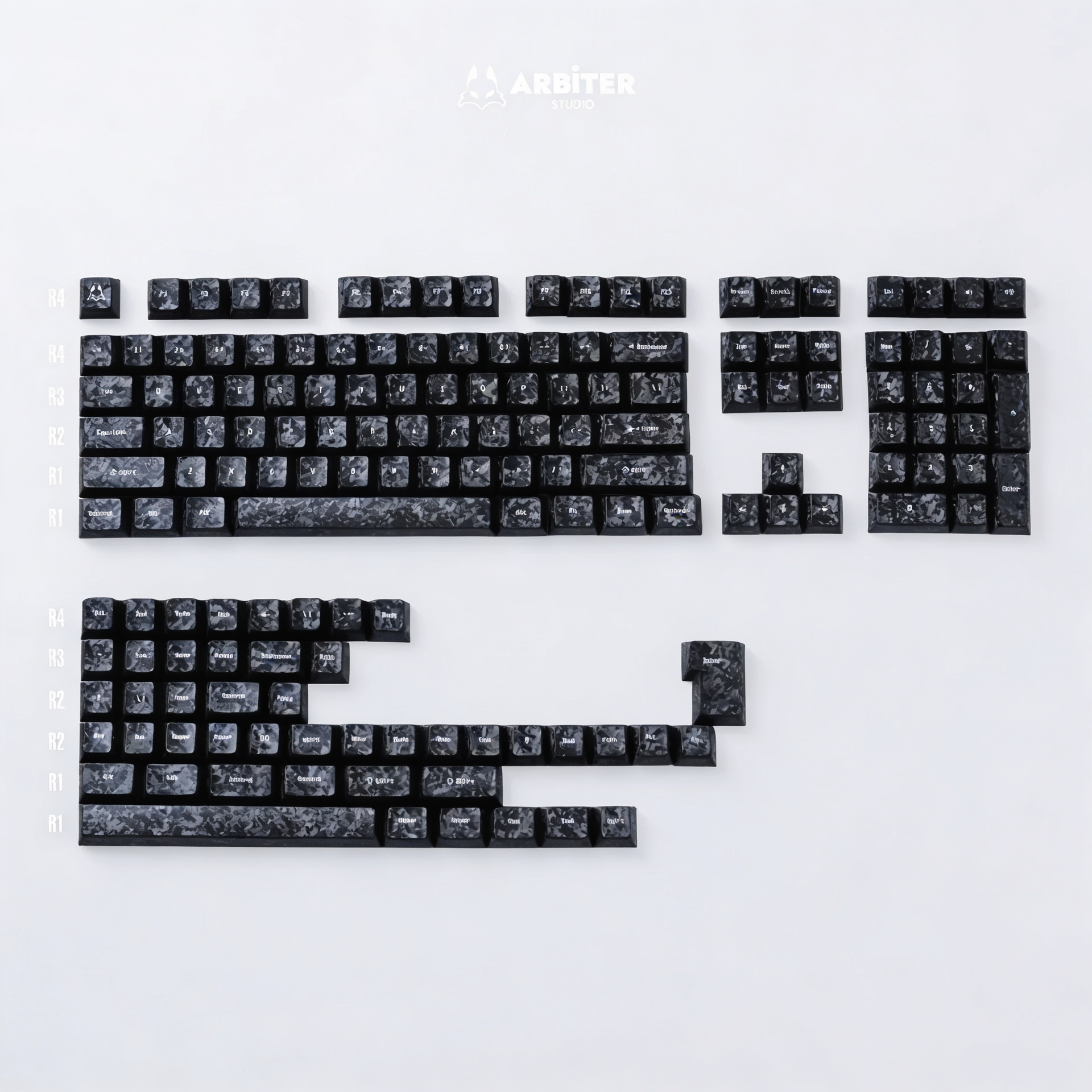 TENKO ARBITER STUDIO Carbon Fiber Textured Cherry profile Keycap Set