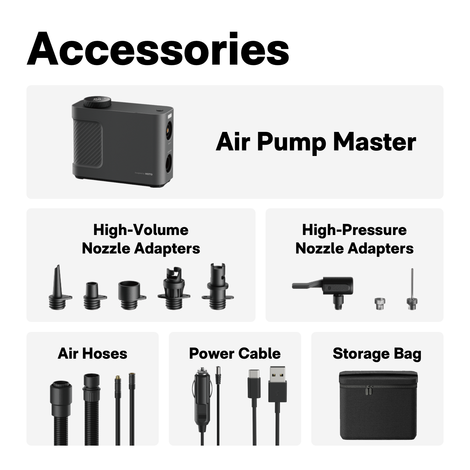 HOTO Air Master, 9 Pump Mode, 150PSI High Pressure, Smart Inflating System