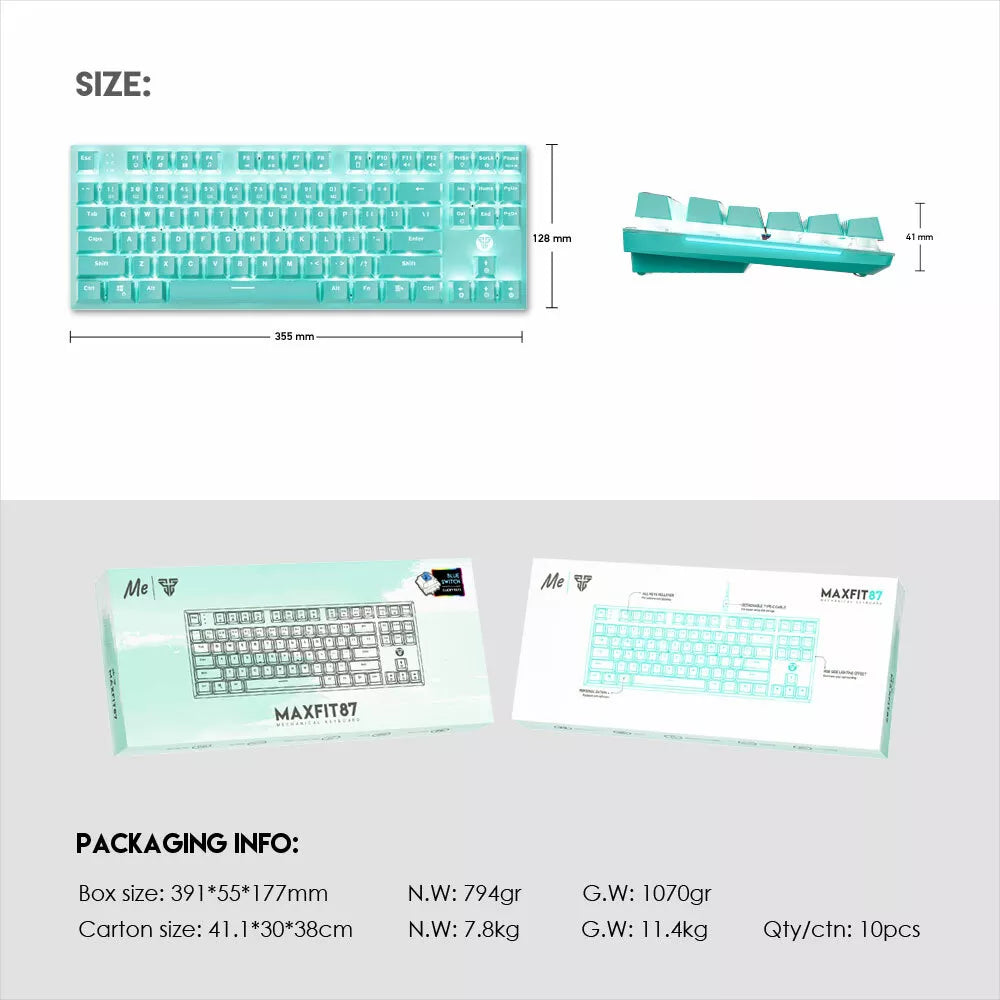 Fantech MK856 Mechanical Keyboard White LED Backlit Computer Keyboard-Mint