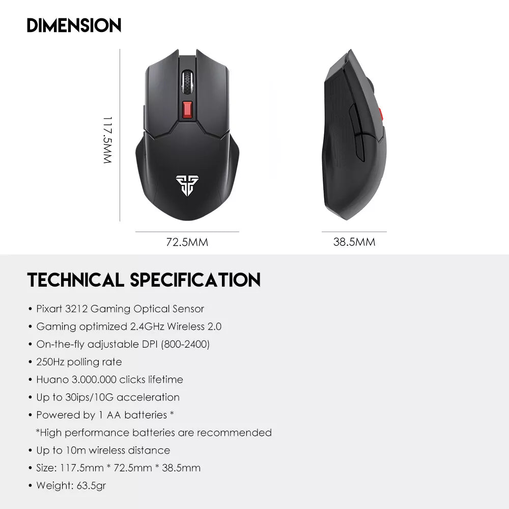 Fantech WG11 Wireless Computer Gaming Mouse- White