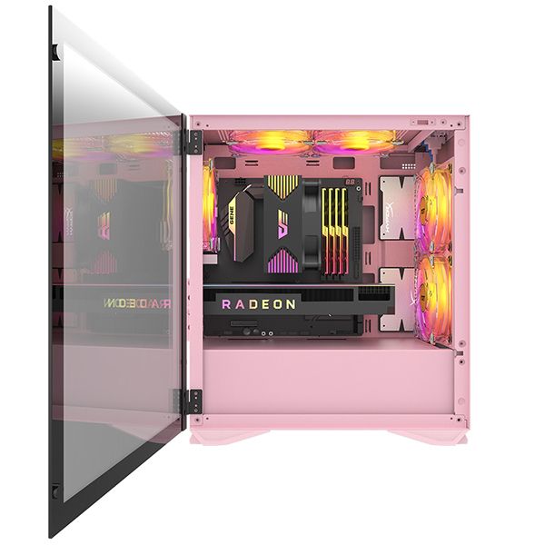 DarkFlash DLM22 Gaming PC Case Tempered Glass Micro-ATX Tower without fan