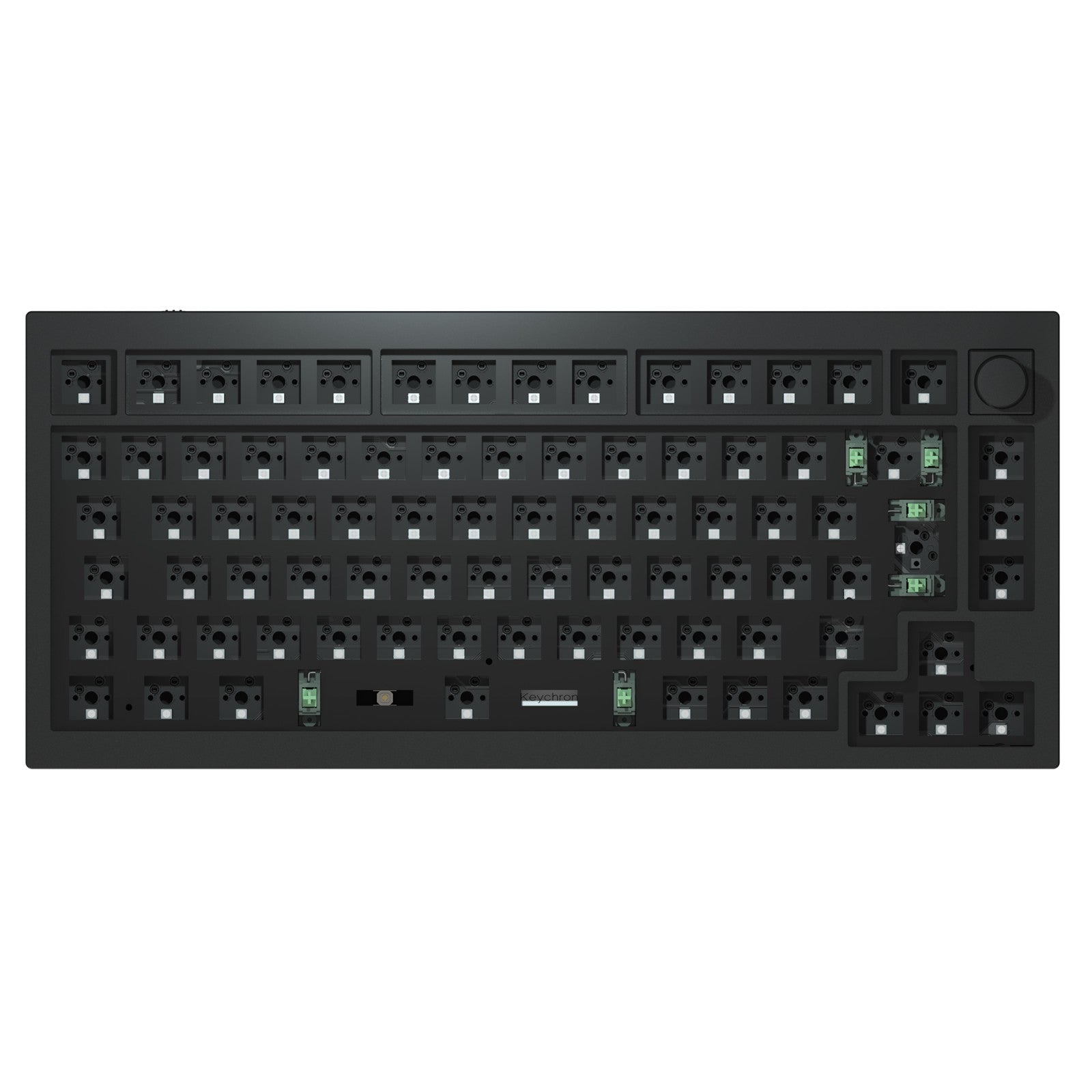 Keychron Q1 QMK VIA custom mechanical keyboard with rotary encoder knob version with double-gasket design and screw-in PCB stabilizer and hot-swappable south-facing RGB barebone ISO layout for UK DE FR IT ES Nordic with black frame