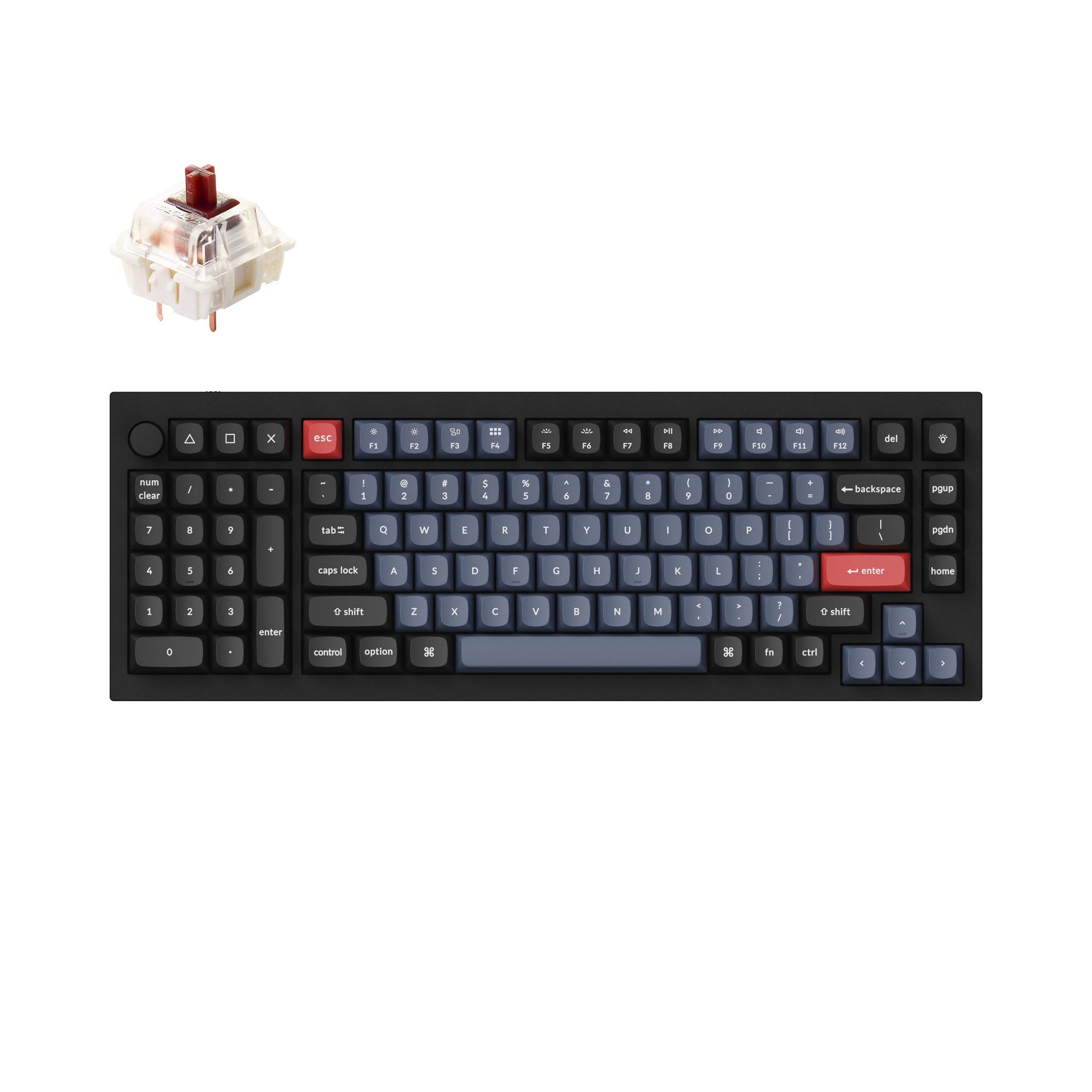 Keychron Q12 QMK VIA southpaw custom mechanical keyboard 96 percent full aluminum frame for Mac Window Linux fully assembled knob black Gateron G pro switch brown