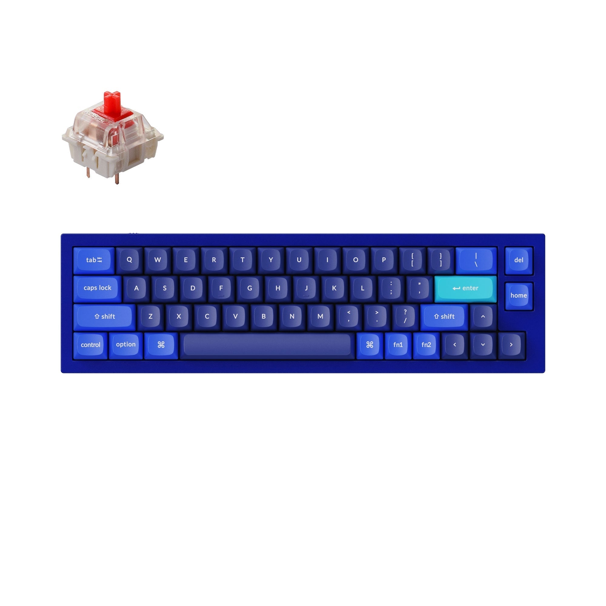 Keychron Q9 QMK/VIA custom mechanical keyboard 40 percent layout full aluminum body for Mac Windows Linux fully assembled blue frame with Gateron G Pro switch red