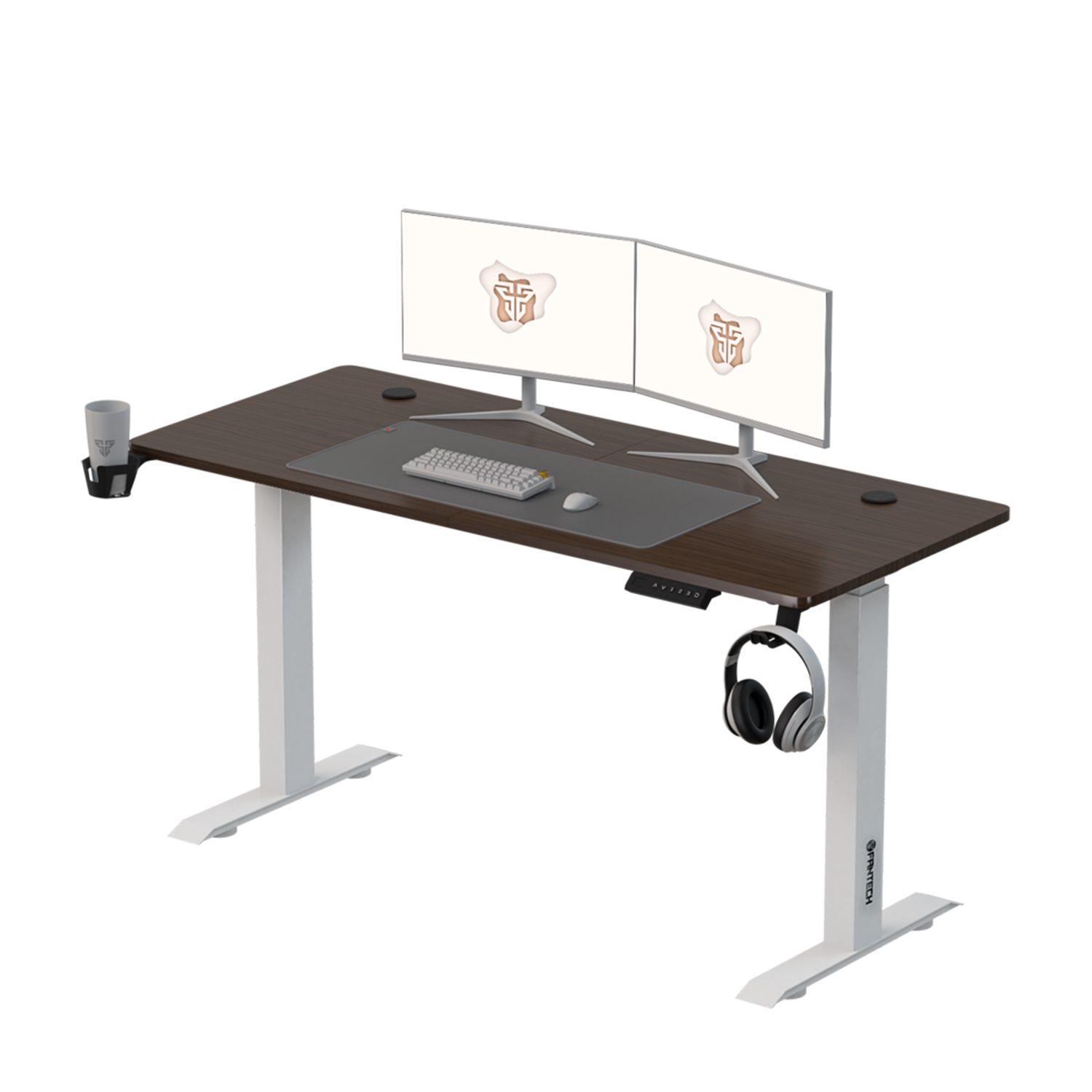 Fantech GD914 Office Desk Height Adjustable Motorised Electric Stand Gaming Table 140x60cm (Walunt/White)