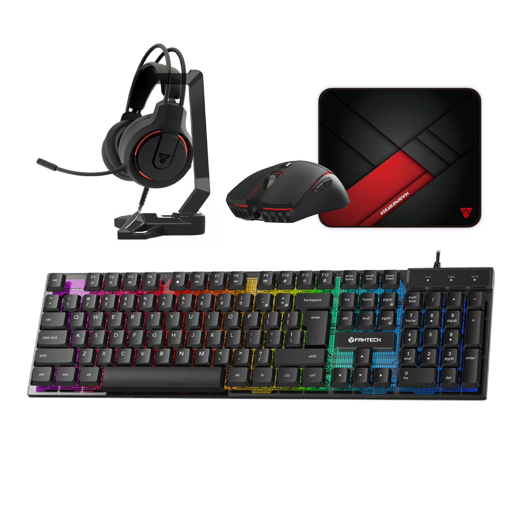 Fantech Gaming PC 5-in-1 Keyboard Combo with Mouse / Mousepad / Headset / Headset stand